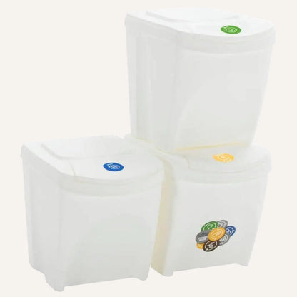 Poubelle à tri selectif empilables blanche 2 empilées