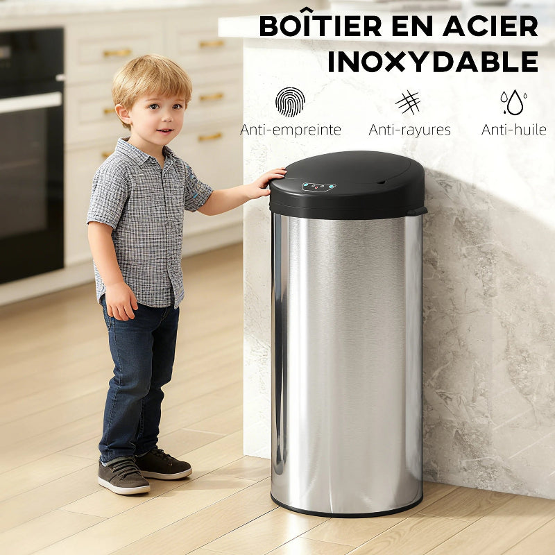 poubelle automatique 30L argentee avantage