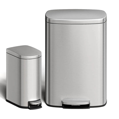 poubelle de cuisine 50L + 10L argentée