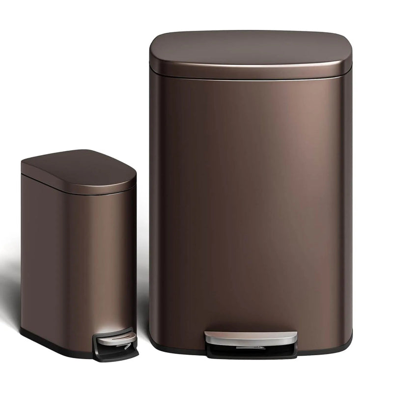 poubelle de cuisine 50L + 10L marron