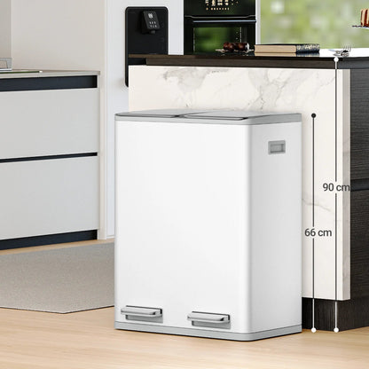 poubelle double 2x30L blanche hauteur