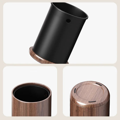 Caractéristiques de la poubelle en metal imitation bois