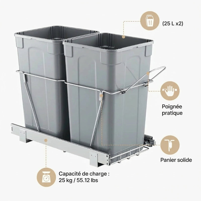 Les avantages de la poubelle sous evier grise 50L